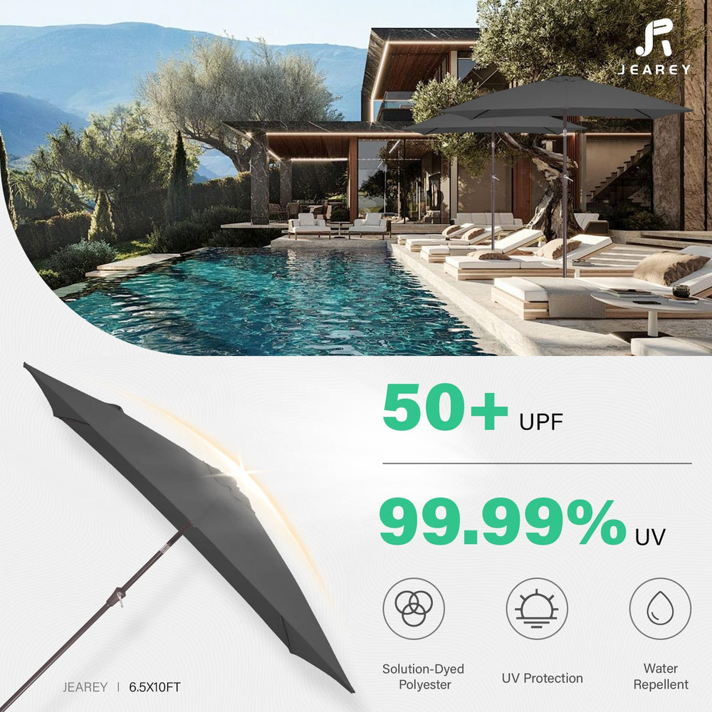 JEAREY sturdy 6-rib frame and cast-iron support for reliable wind resistance