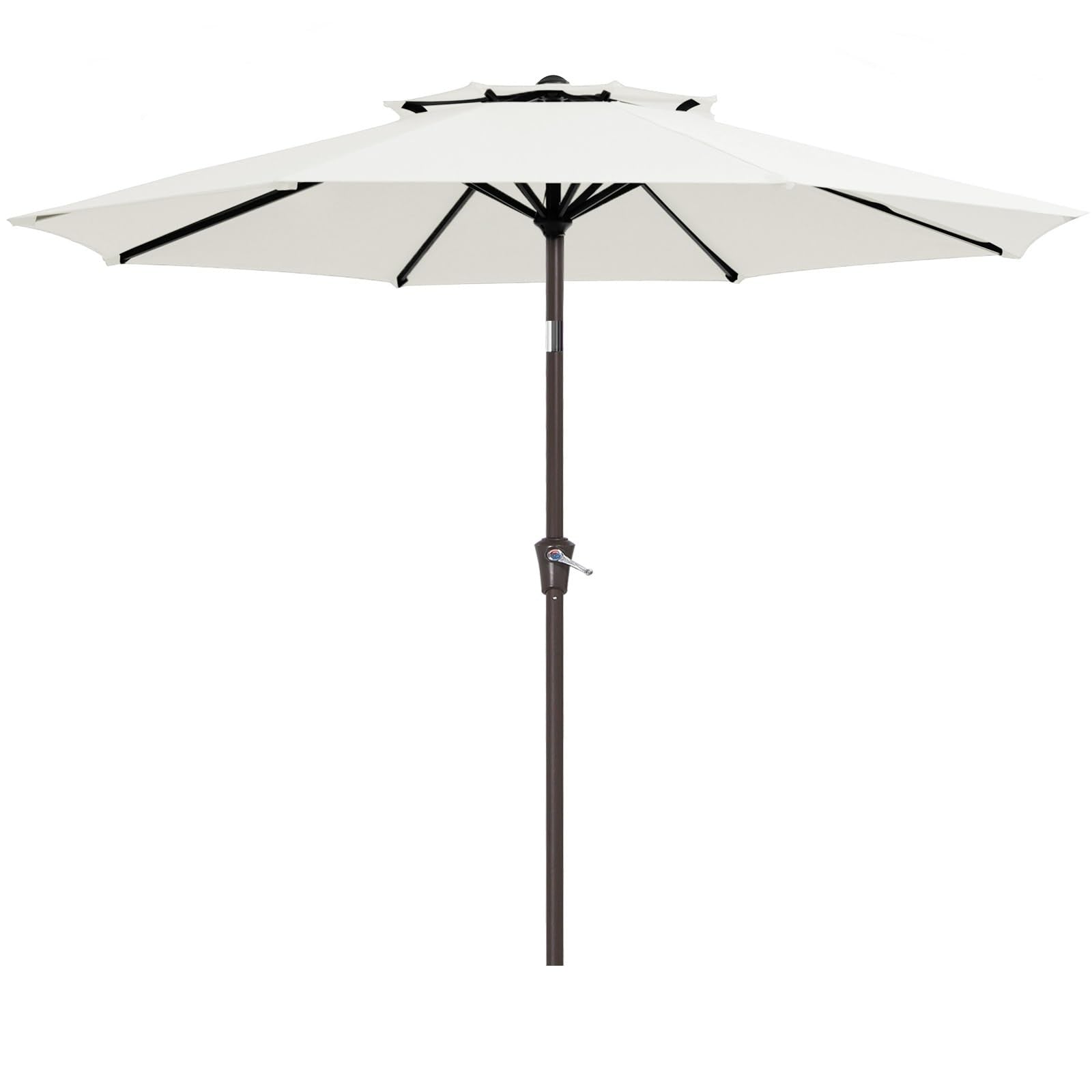 JEAREY front view of 9' cream white canopy showing full shade coverage and style