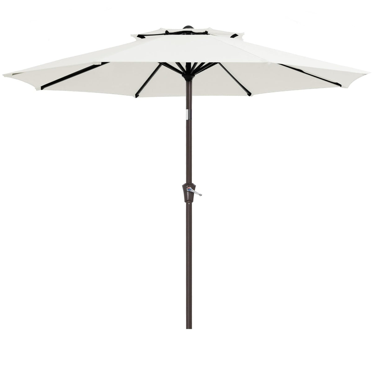 JEAREY front view of 9' cream white canopy showing full shade coverage and style