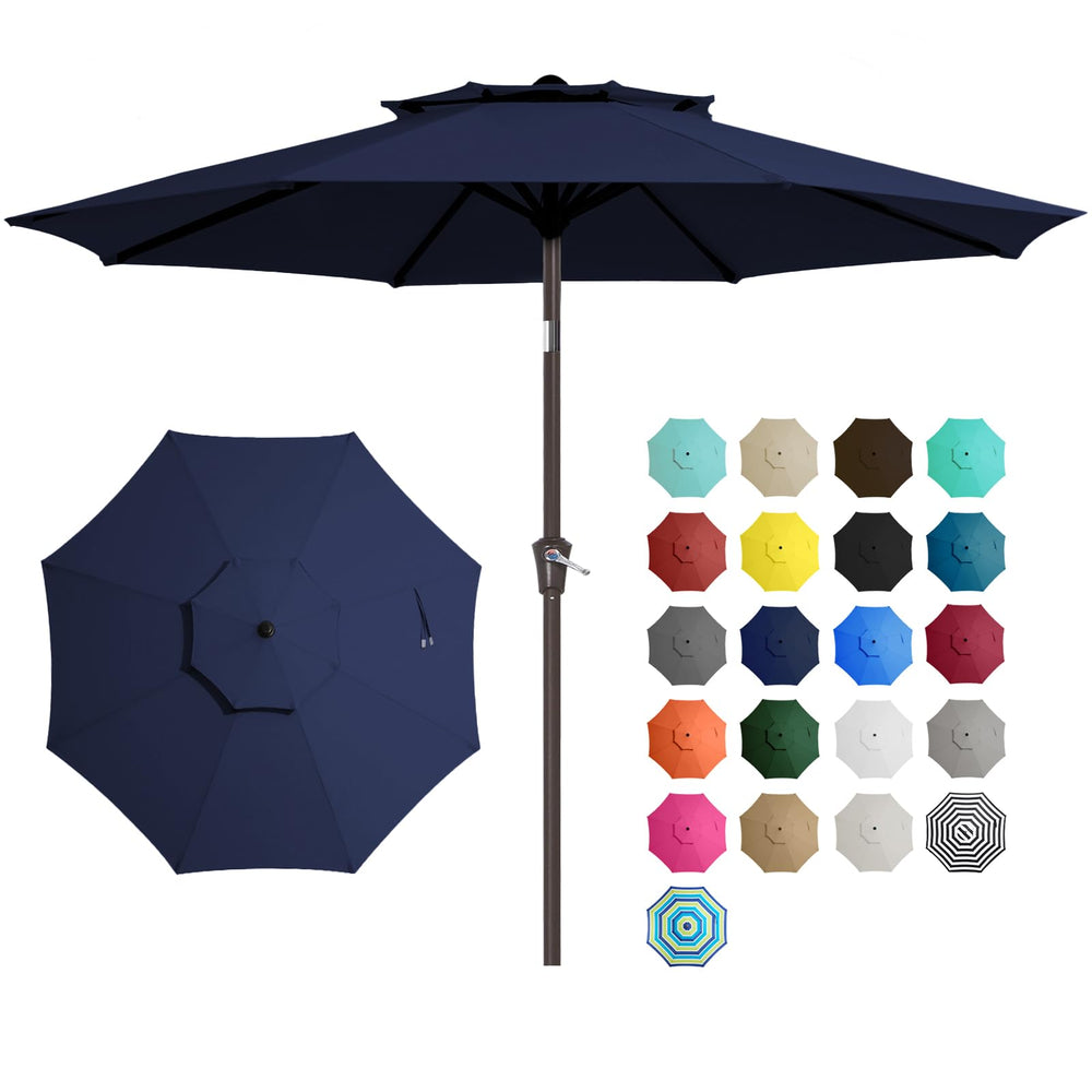 JEAREY navy umbrella front view showing full canopy and stable shade