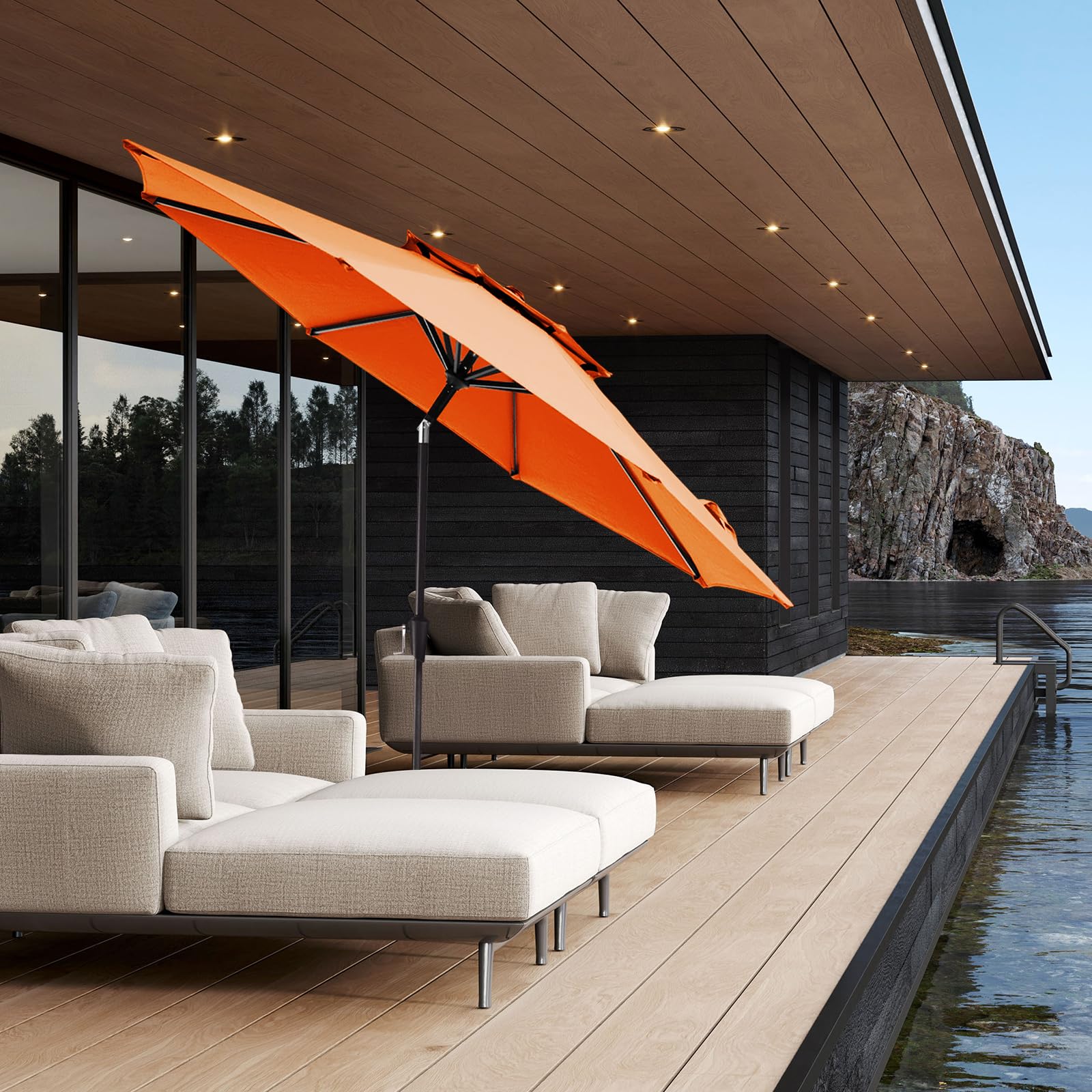 JEAREY lifestyle shot by pool showing comfortable shaded seating