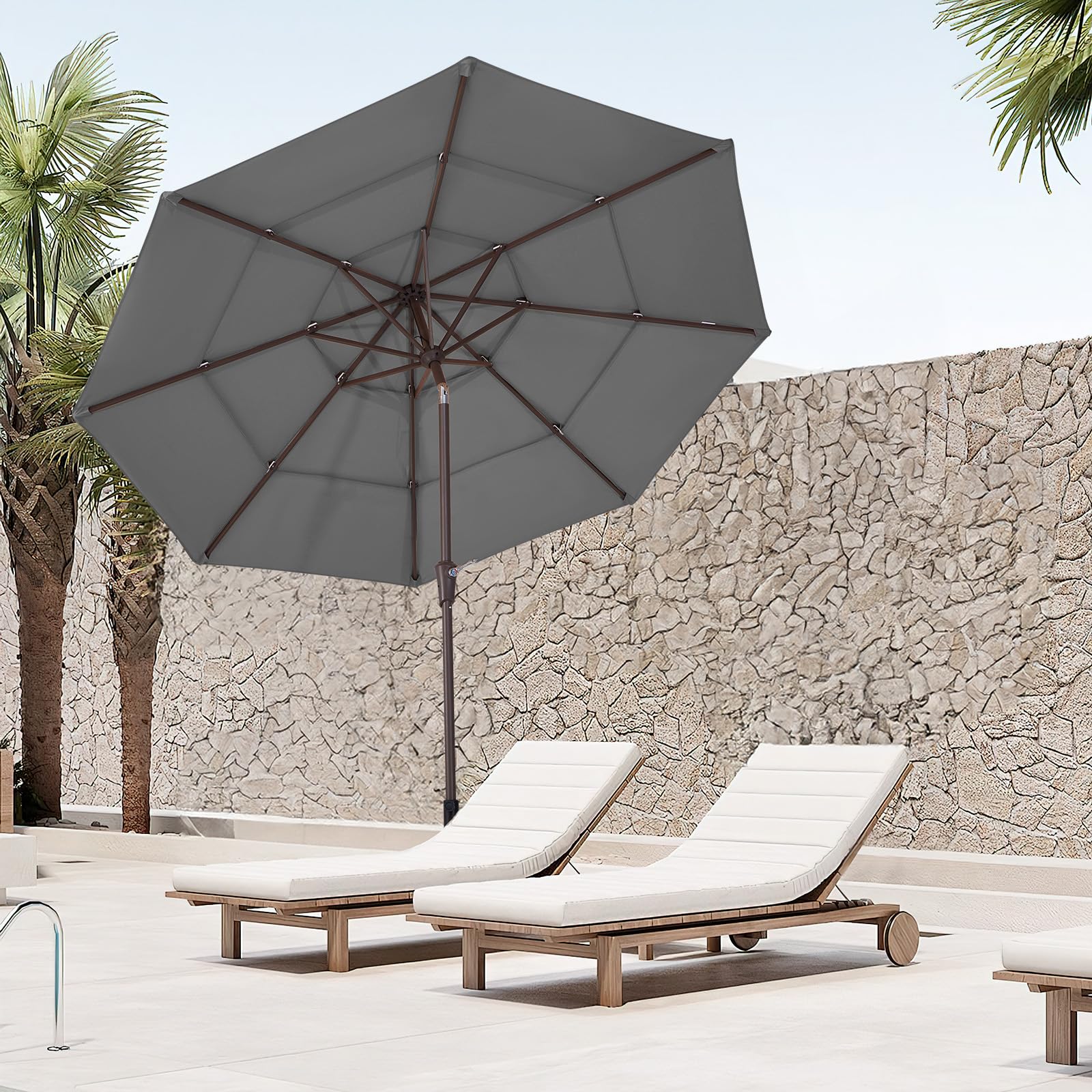 JEAREY lifestyle poolside umbrella creating cooler shaded relaxation