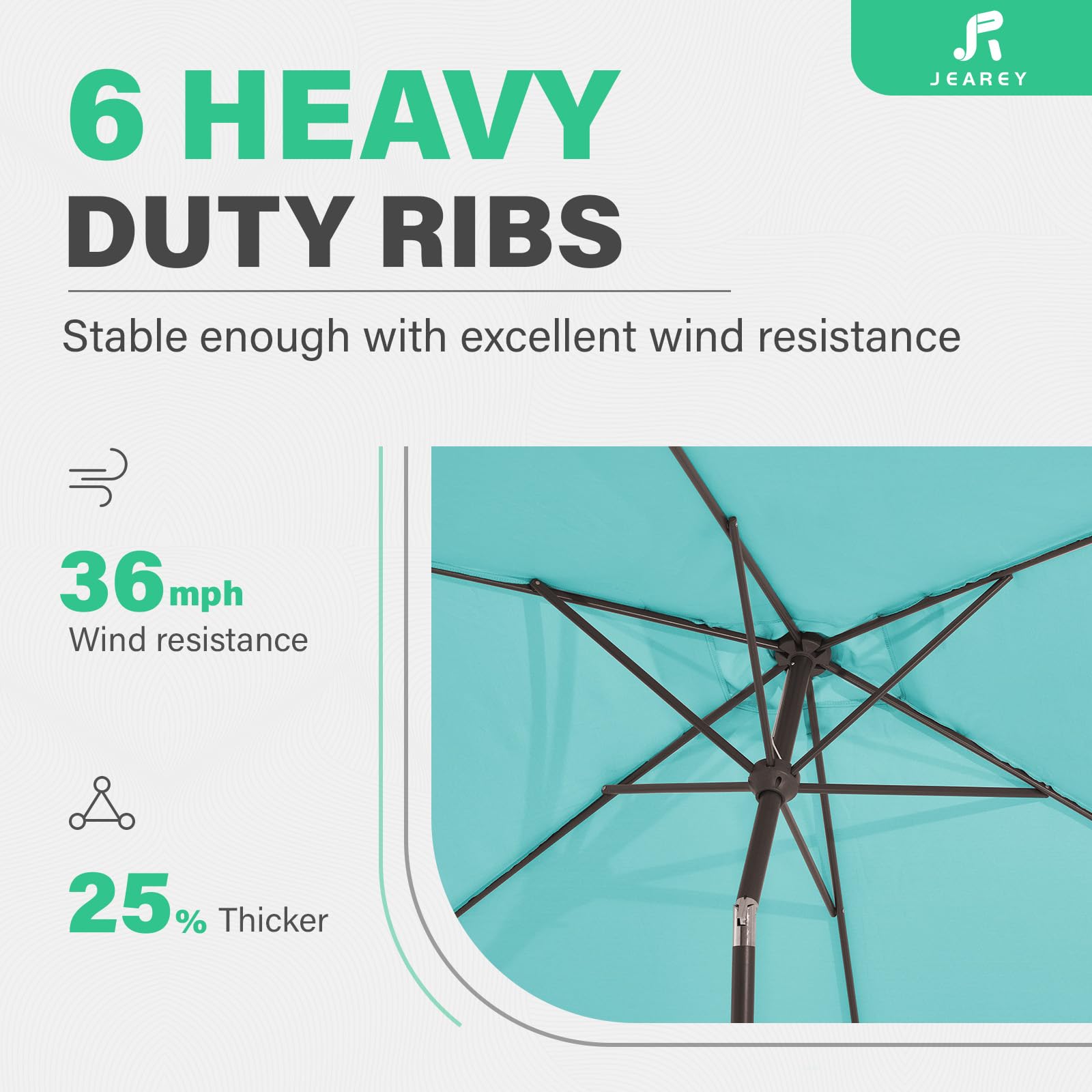 JEAREY folded umbrella packed for storage showing space-saving assembled ribs