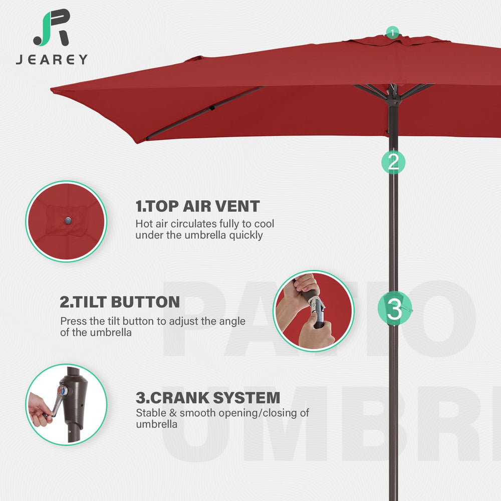 JEAREY poolside umbrella in lifestyle setting providing cool shade