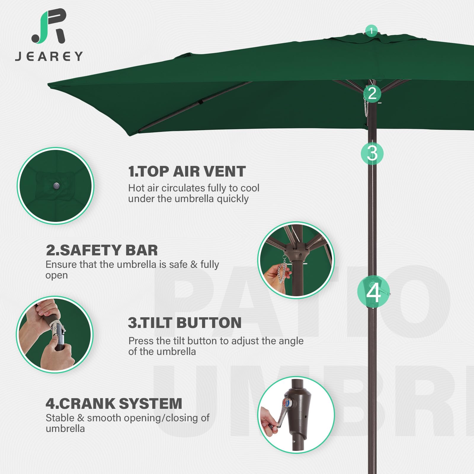 JEAREY poolside umbrella creating comfortable shaded lounge area