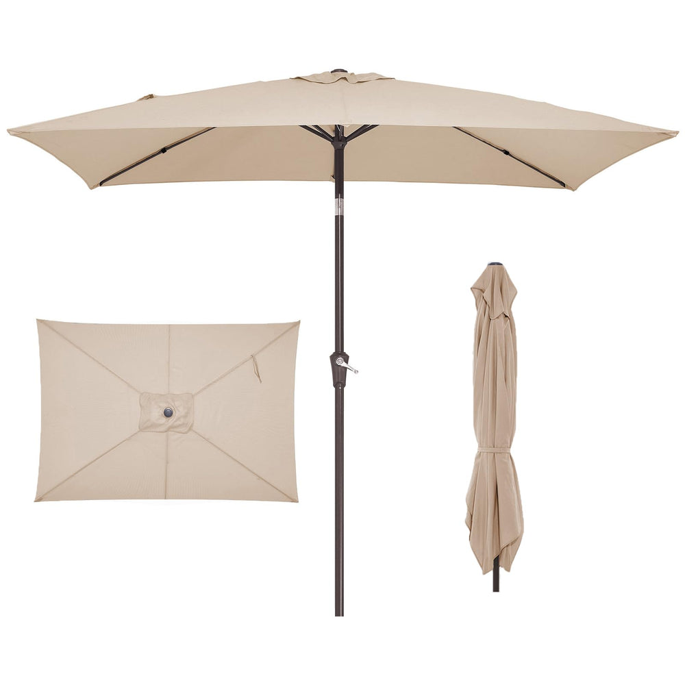 JEAREY rectangular umbrella front view showing wide shading benefit