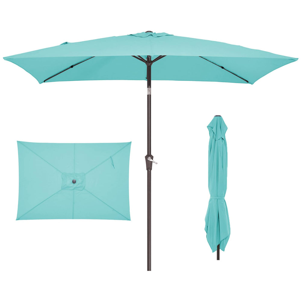 JEAREY front view of rectangular umbrella showing full shade coverage benefit