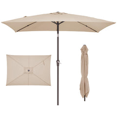 JEAREY rectangular umbrella front view showing wide shading benefit