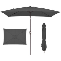 JEAREY front view of rectangular umbrella showing full shaded coverage and comfort