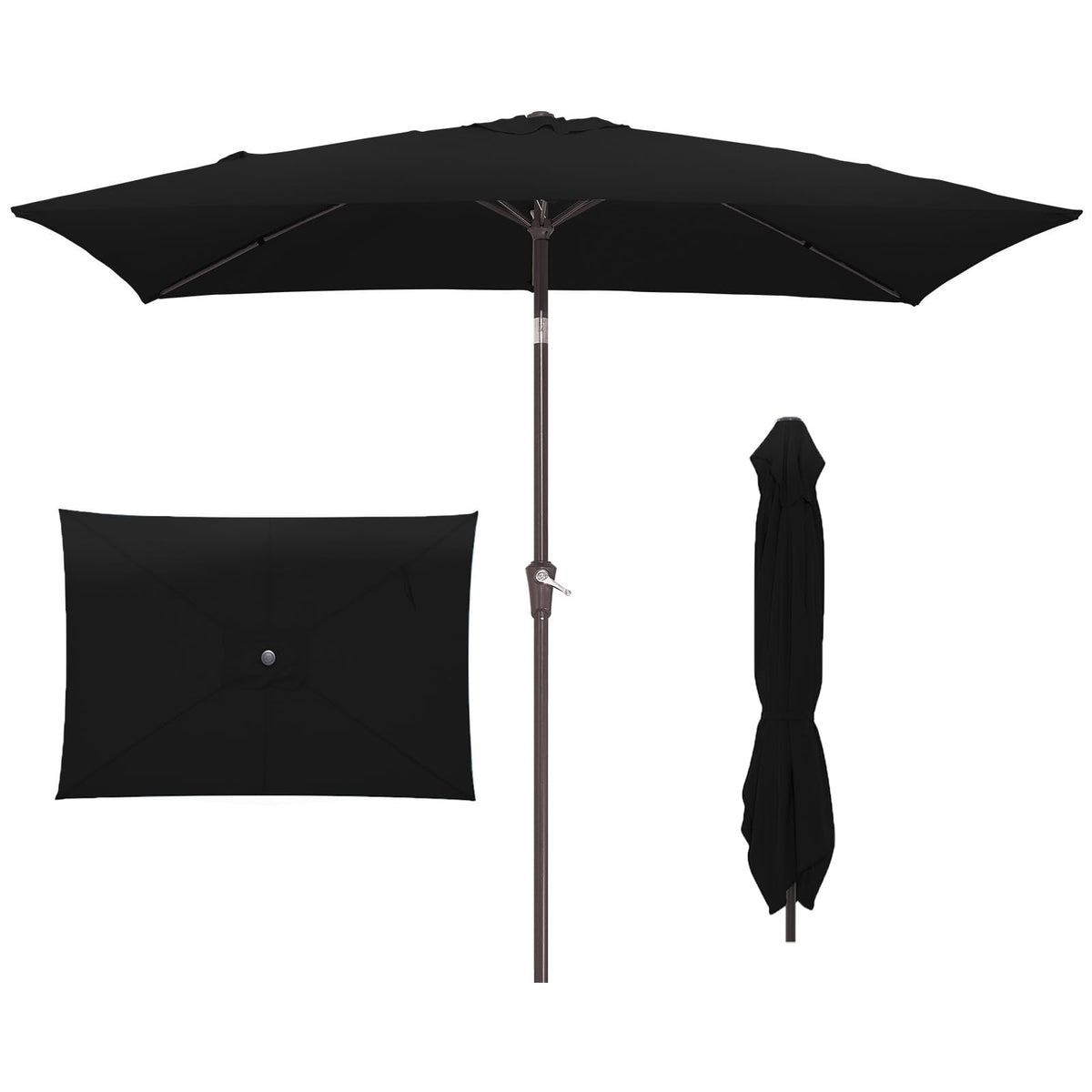 JEAREY rectangular umbrella front view showing wide shade benefit