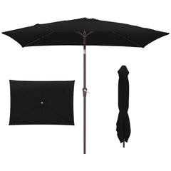 JEAREY rectangular umbrella front view showing wide shade benefit