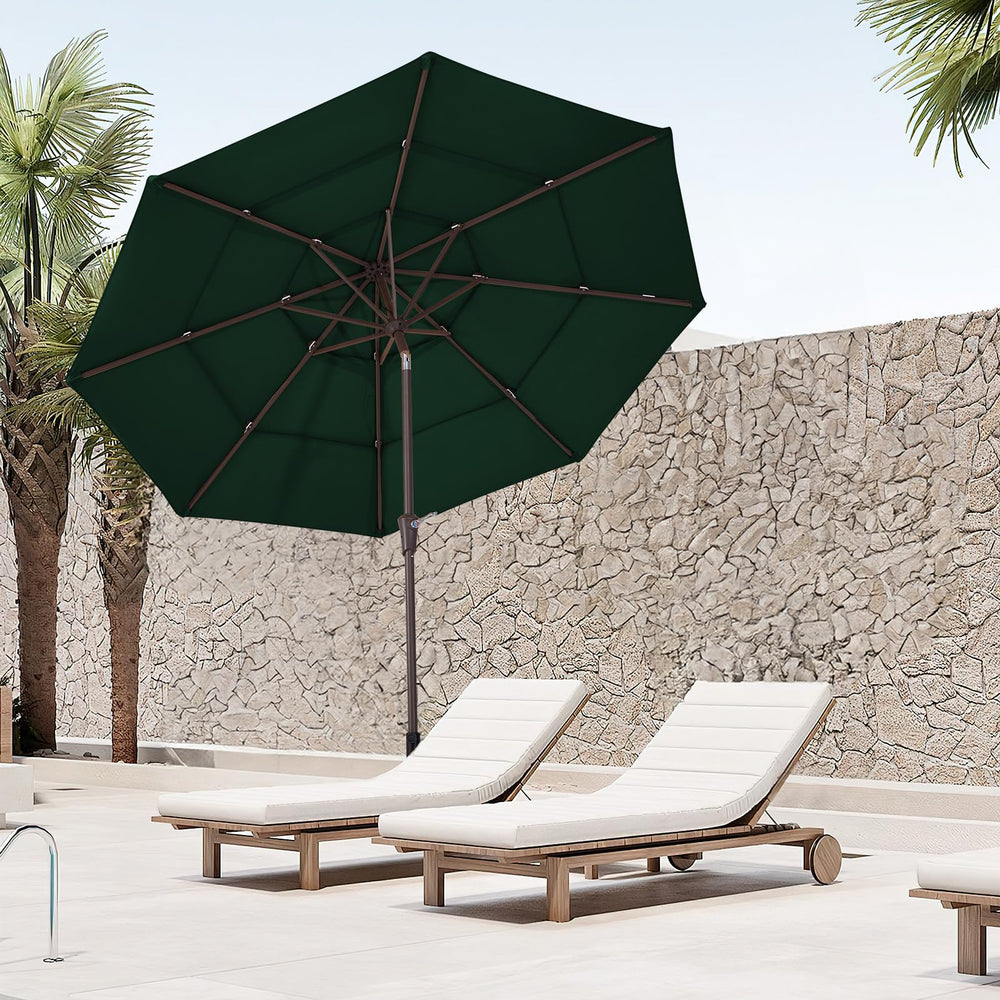 JEAREY size comparison with dining set showing 9 ft diameter coverage advantage