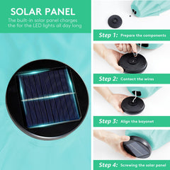 JEAREY solar panel top closeup charging LEDs for evening use