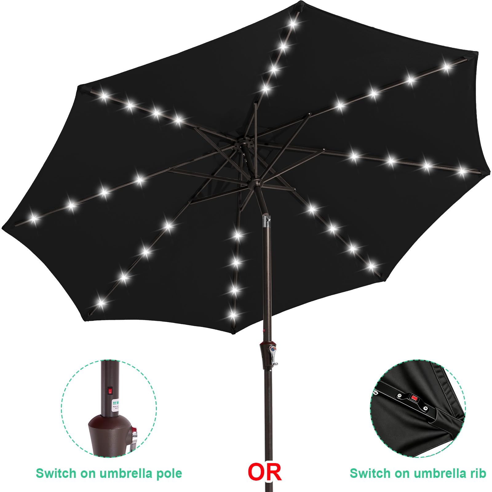 JEAREY solar panel top detail showing charging surface for night lighting benefit