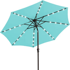 JEAREY teal umbrella front view showing broad shade and color