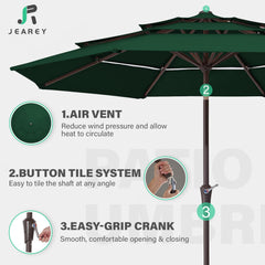 JEAREY three-tier vent top closeup improving airflow and stability in breezy weather