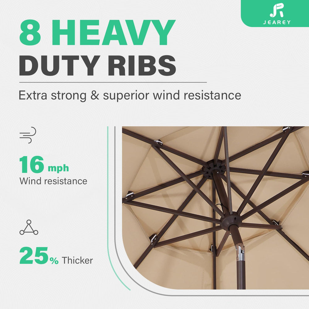 JEAREY powder-coated aluminum pole and ribs illustrating rust resistance benefit