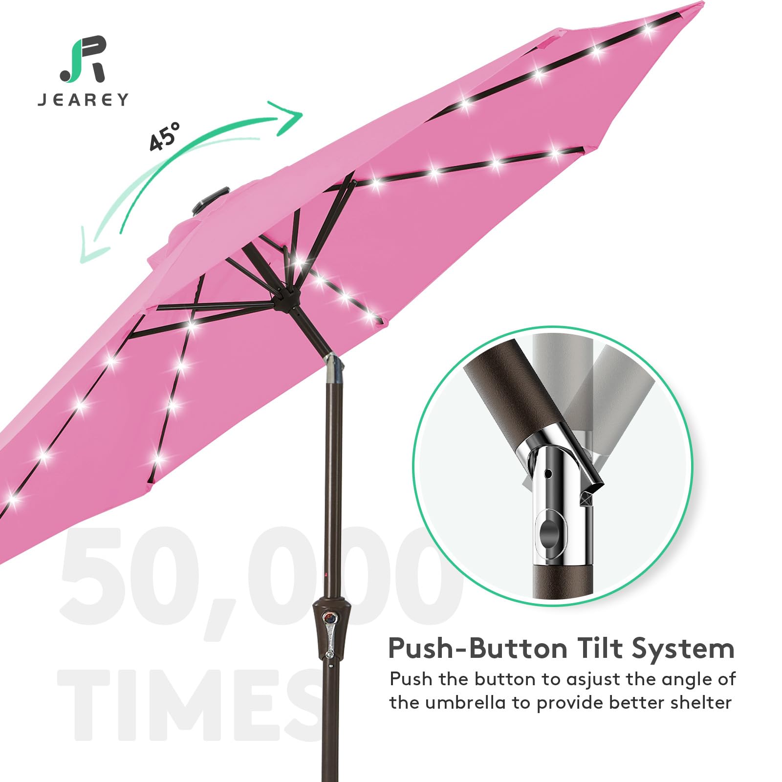 JEAREY umbrella folded in storage with Velcro strap for neat compact stowing