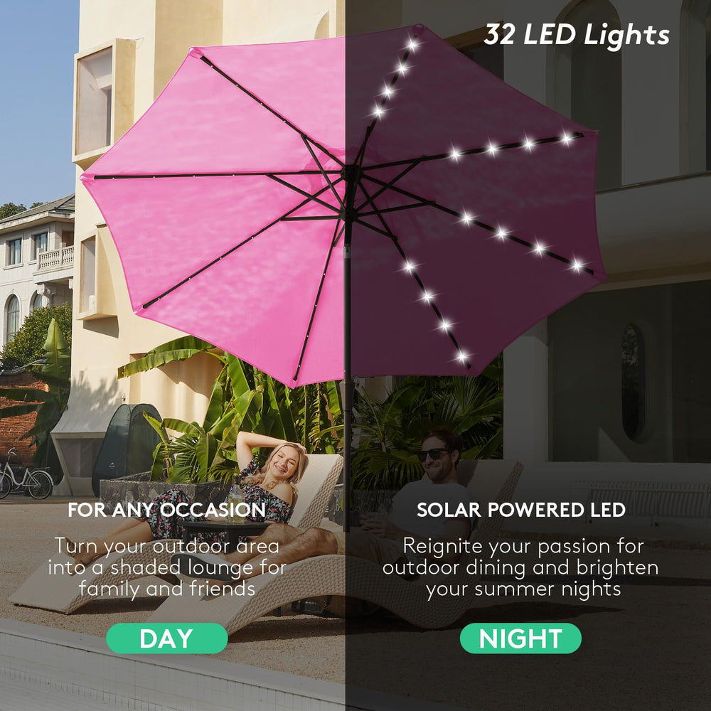 JEAREY umbrella LEDs lit at night creating soft ambient poolside lighting