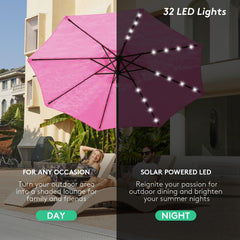 JEAREY umbrella LEDs lit at night creating soft ambient poolside lighting