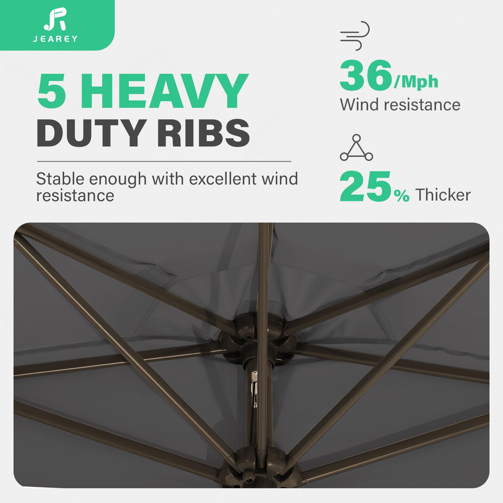 JEAREY umbrella mounted on balcony saving floor space and providing shade