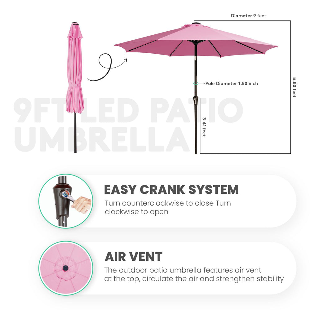 JEAREY umbrella ribs and pole construction showing sturdy rust-resistant support