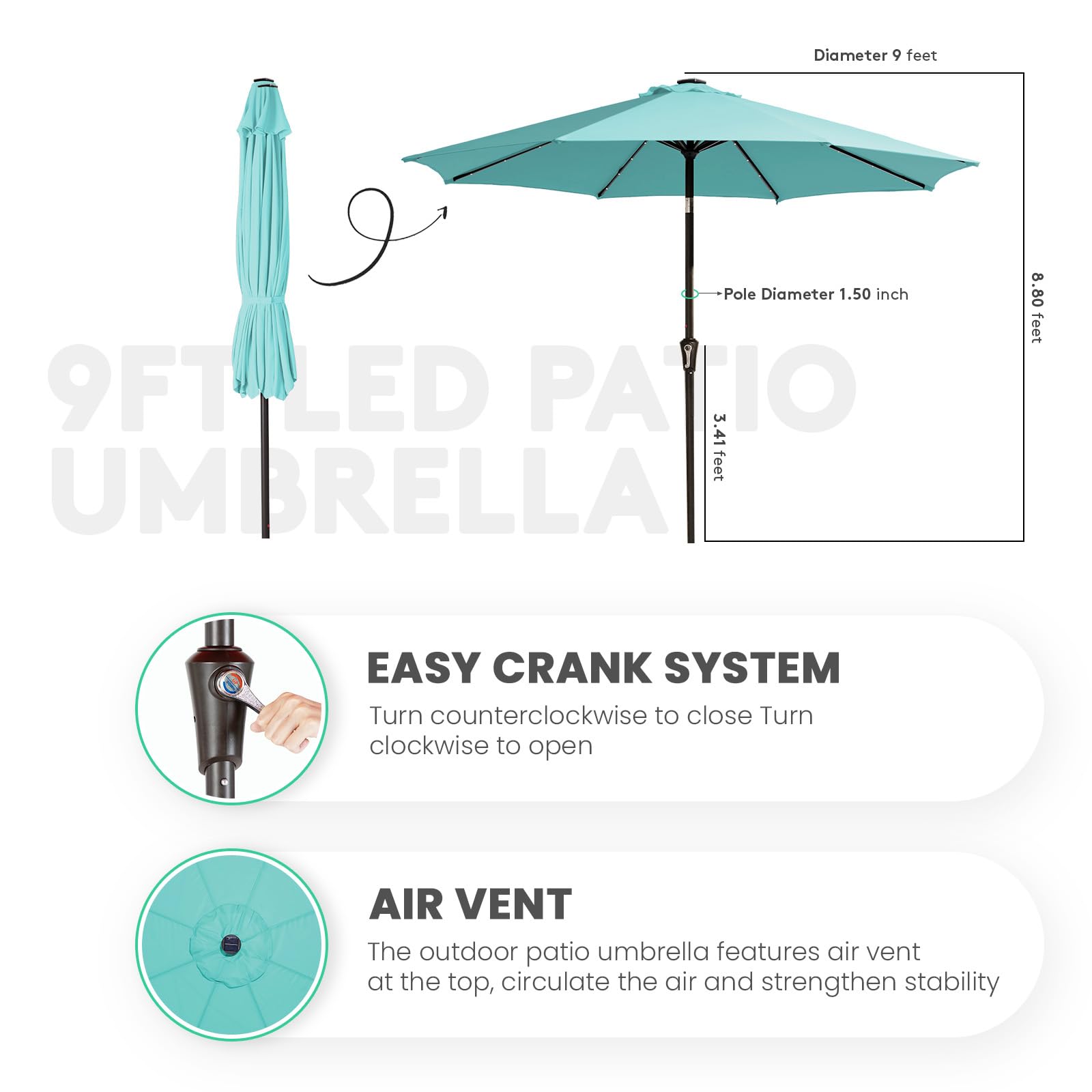 JEAREY velcro strap and closed umbrella for compact storage