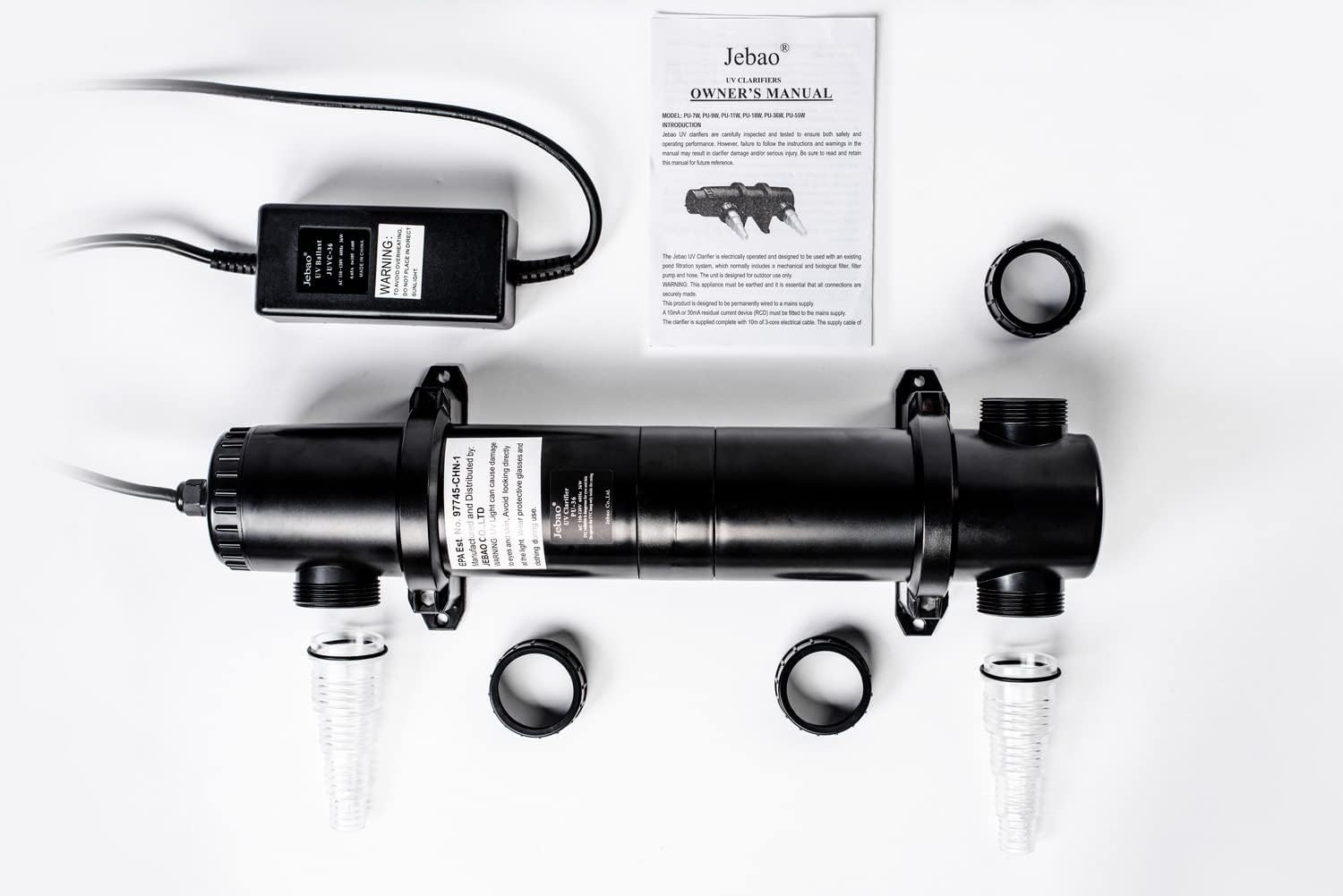 Jebao PU-36 2G11 36W bulb close-up illustrating high-output clarifying light