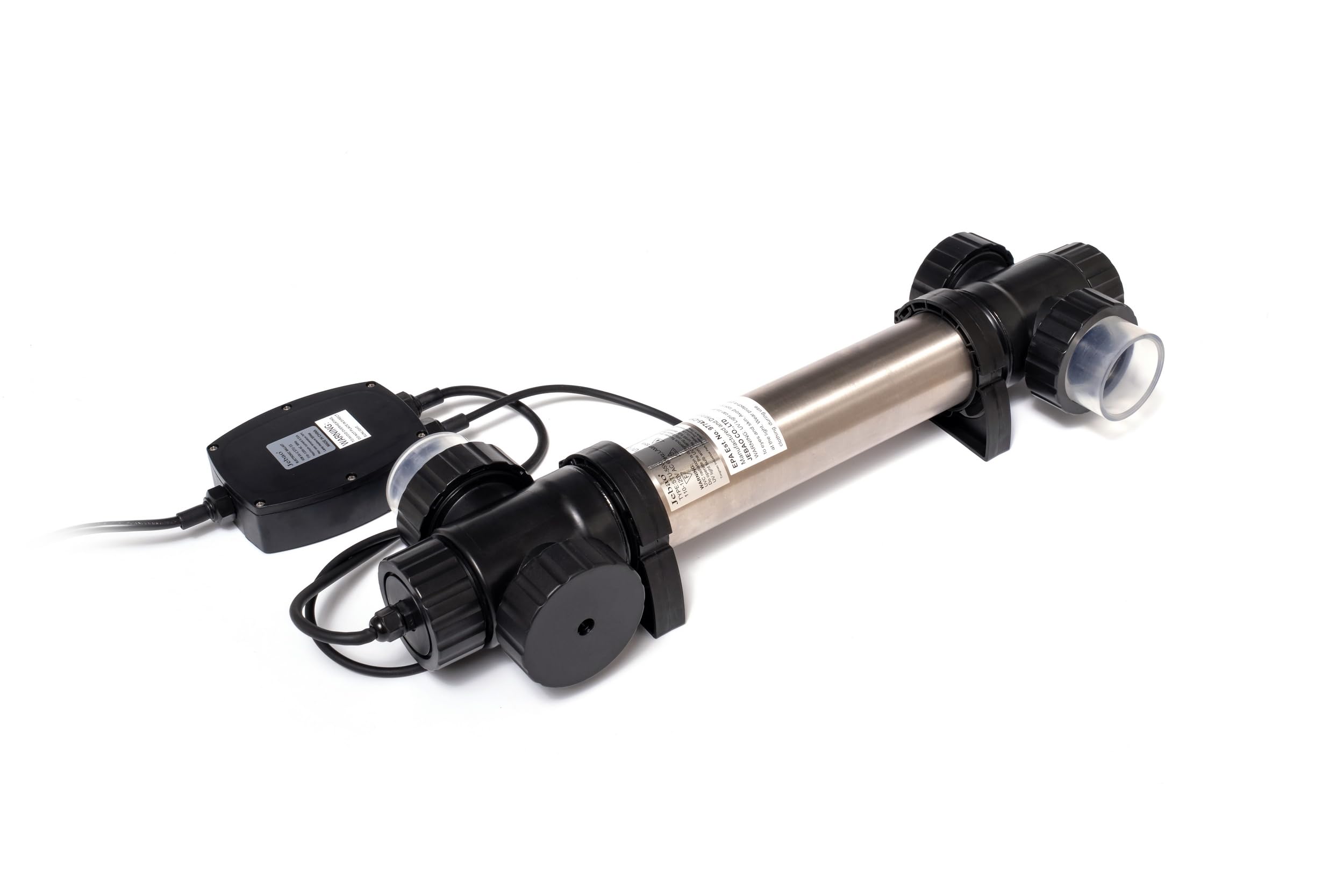 Jebao STU-55 next to ruler for scale showing compact 26.5 inch length and space-saving advantage