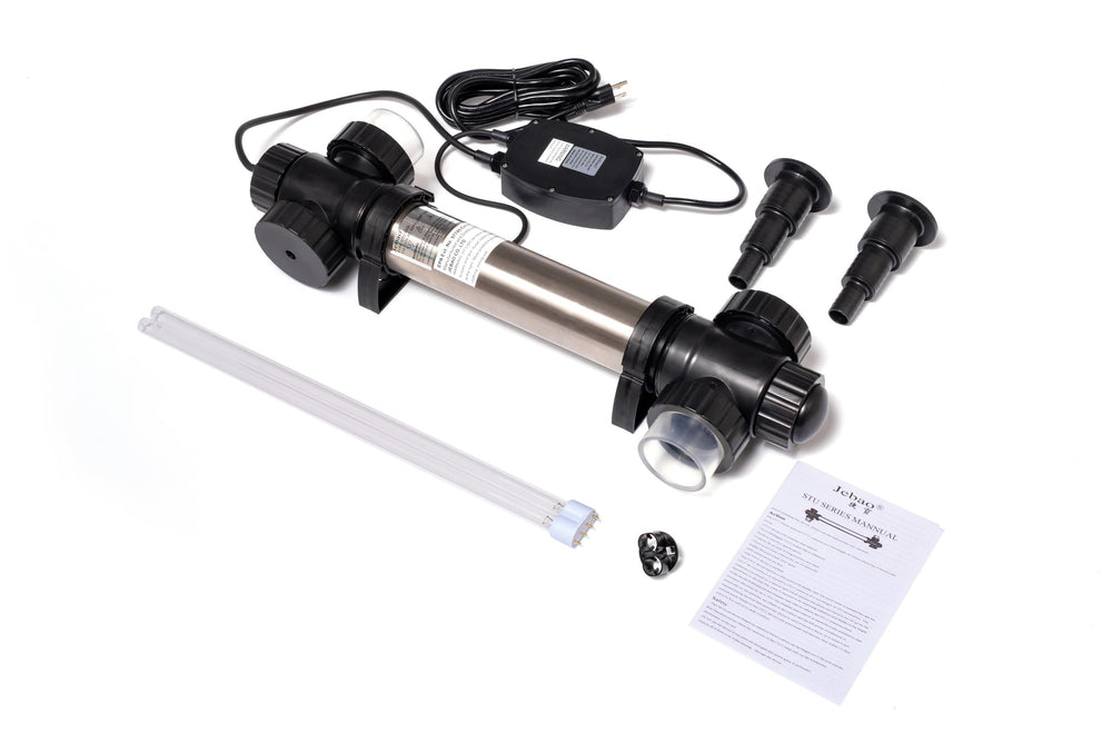 Jebao STU-55 transformer and 22ft cord outdoors showing weather-resistant power supply benefit