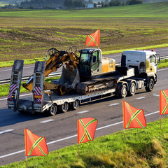 Jecery flag mounted on a trailer marking an oversize load for safer transport
