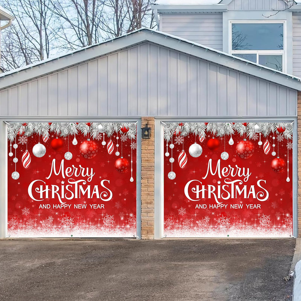 Jectivs banner next to garage door to show 7x8 ft scale