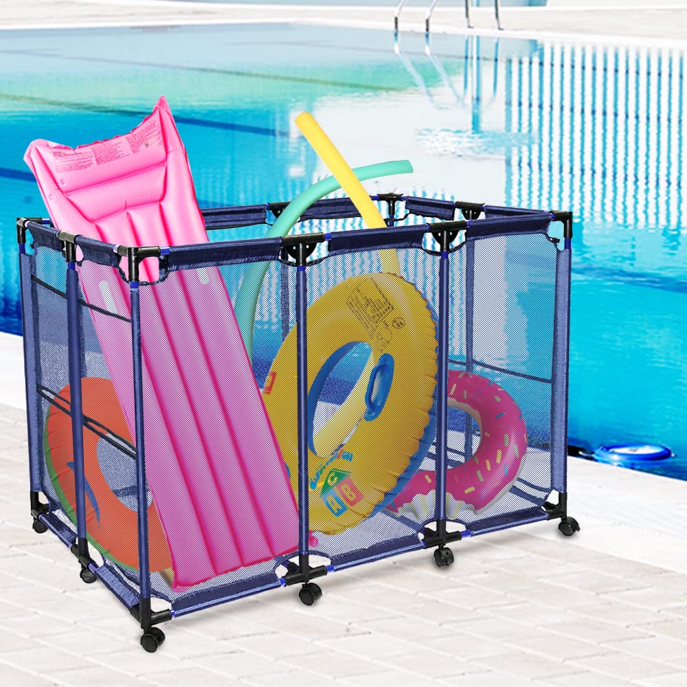 JEFEE assembled cart next to person for clear size and capacity comparison
