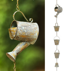 Jemeni front view of 47-inch rain chime showing full rustic design and curb appeal