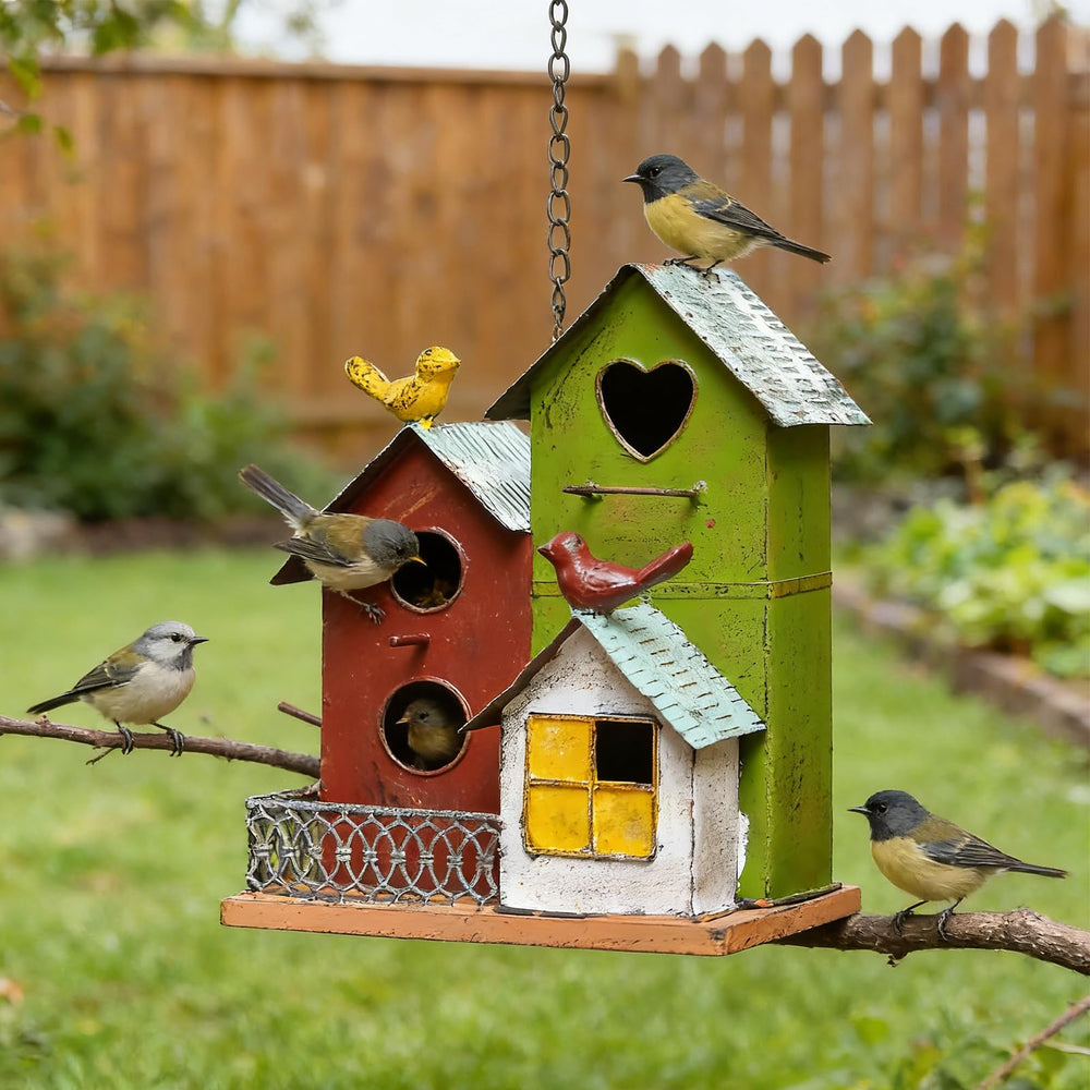 Jemeni birdhouse held beside hand to show scale and compact size