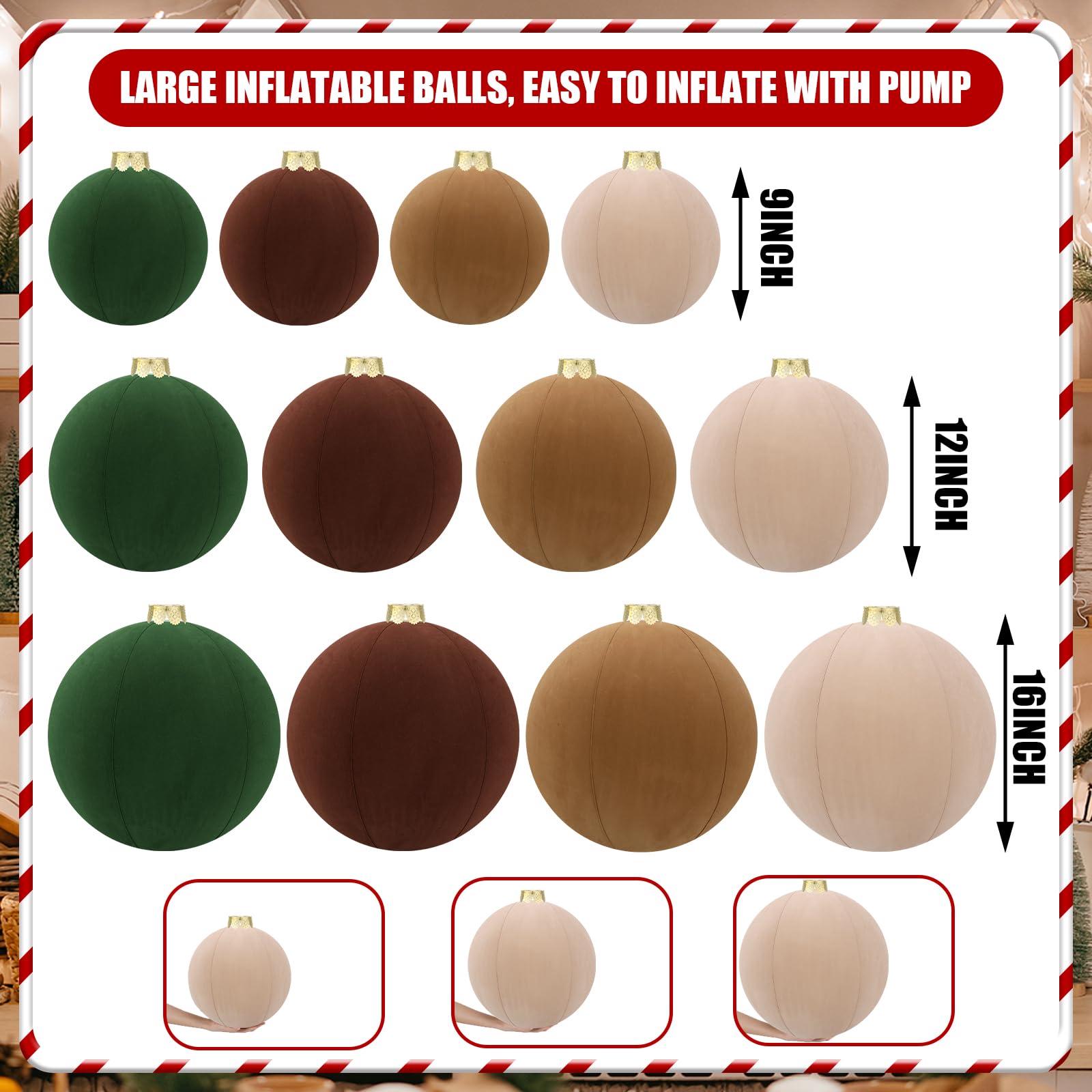 Jenaai 16-inch inflatable ball hung on porch creating large festive focal point outdoors