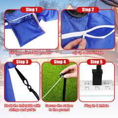 Jenaai round base with stakes and sandbags demonstrating stable outdoor anchoring