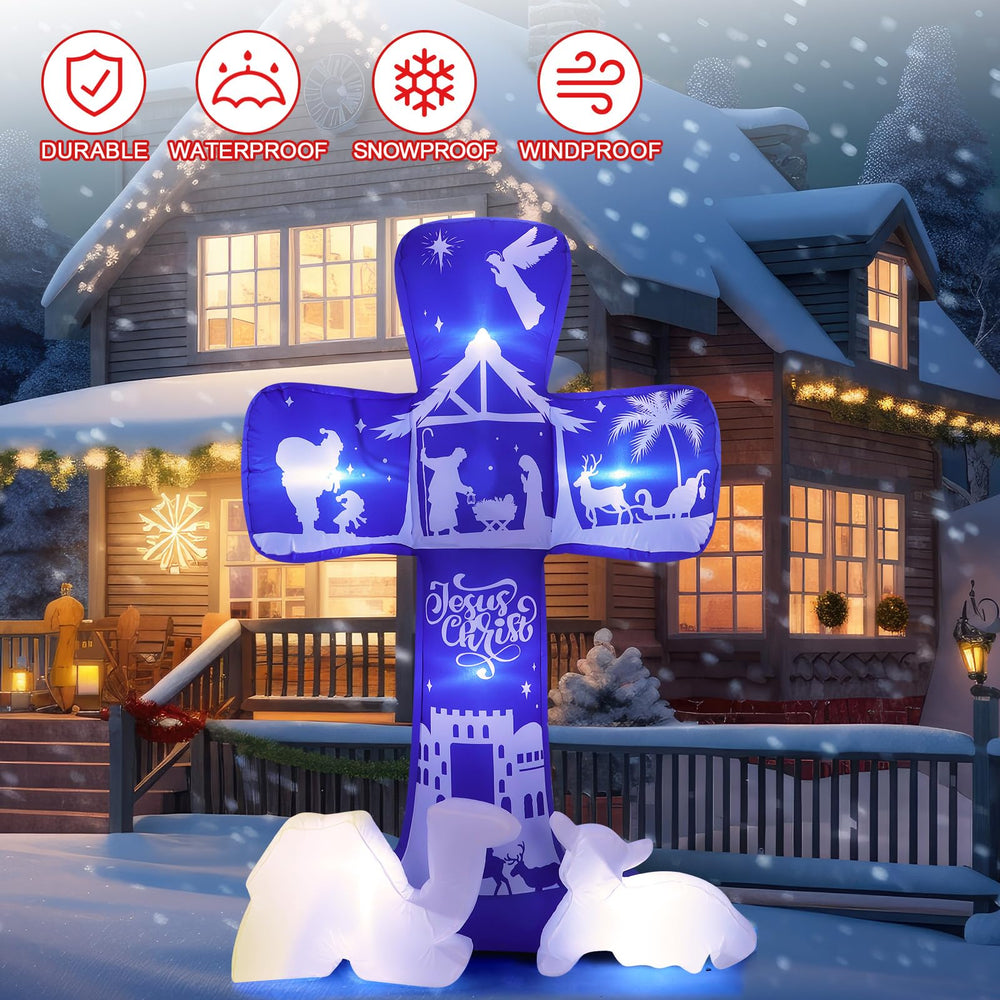 Jenaai cross placed on porch showing curb appeal and holiday atmosphere