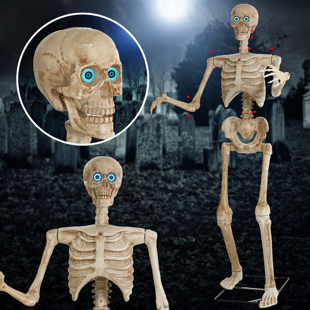 Jenaai skeleton front view showing full height and spooky presence