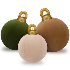 Jenaai front view of three inflatable Christmas balls creating curb appeal