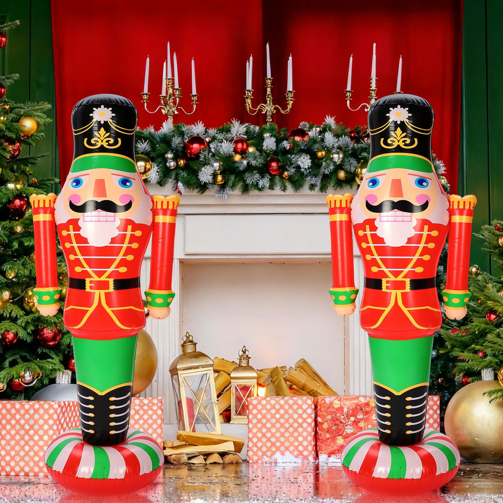 Jenaai nutcrackers in yard scene showing paired display and festive photo-op benefit
