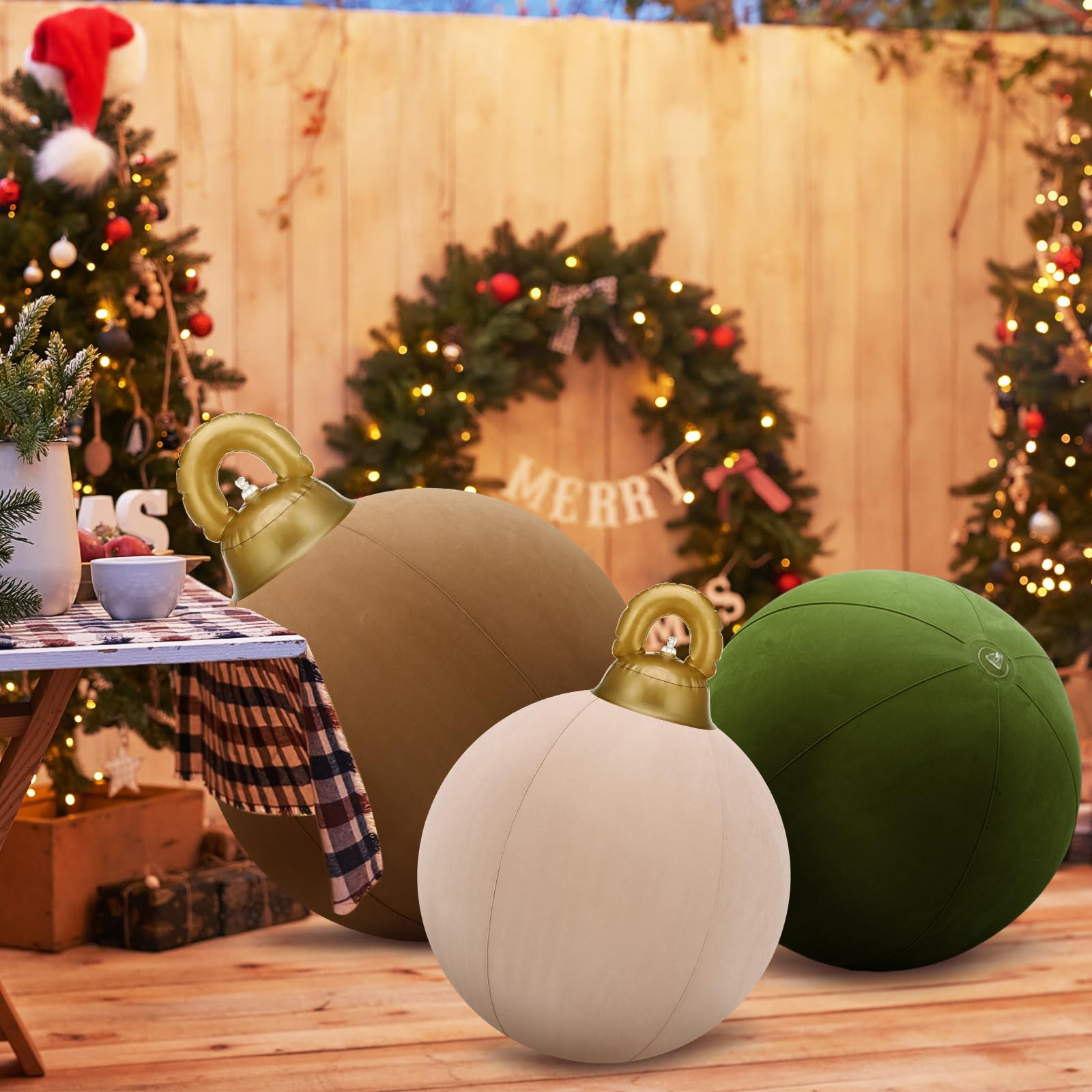 Jenaai deflated ornaments in storage bag for easy offseason protection