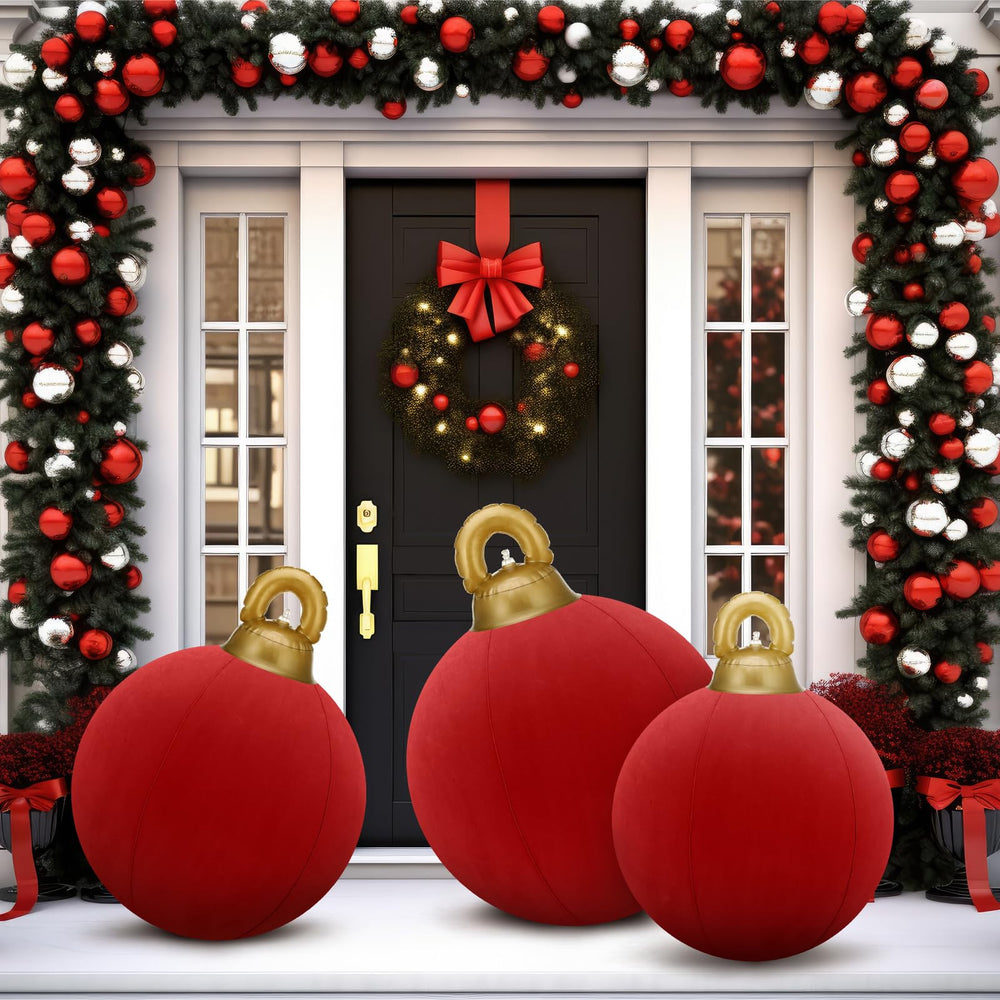 Jenaai porch display with inflatables enhancing entrance curb appeal