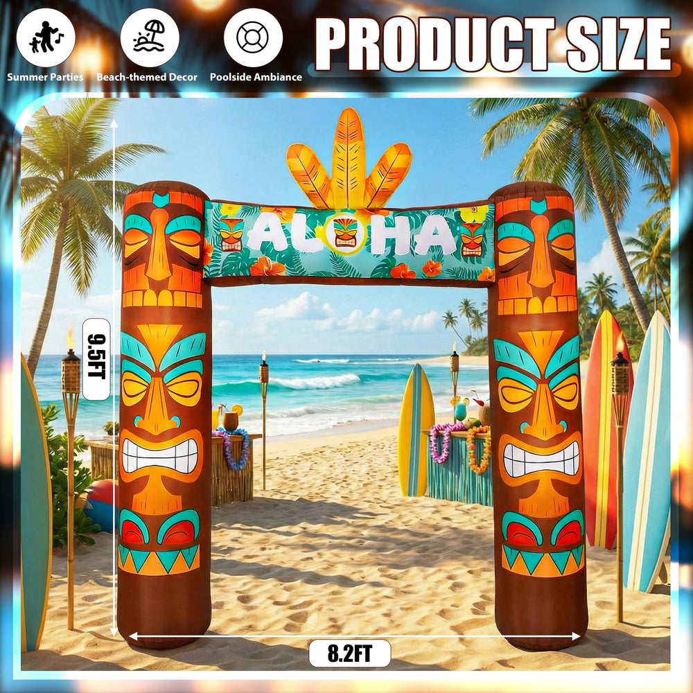 Jenaai tiki arch LED detail glowing warmly for night parties and photos