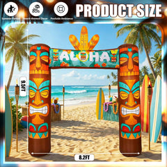 Jenaai tiki arch LED detail glowing warmly for night parties and photos