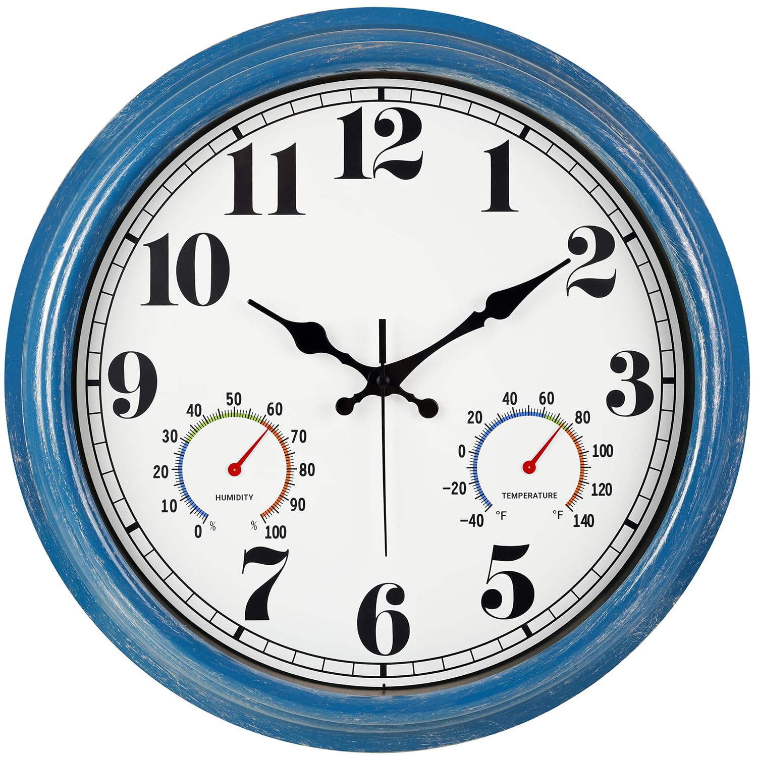 JENLYSTIME front view showing blue vintage clock and clear large numerals for easy reading