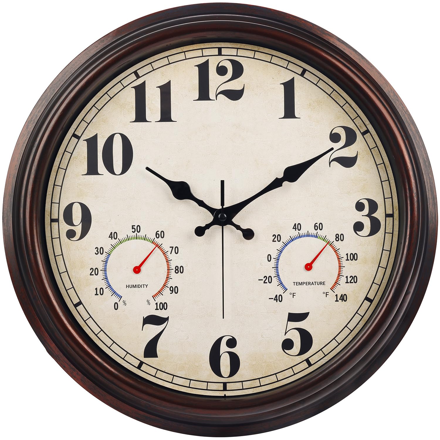 JENLYSTIME front view showing vintage dark brown clock and clear numerals for easy reading