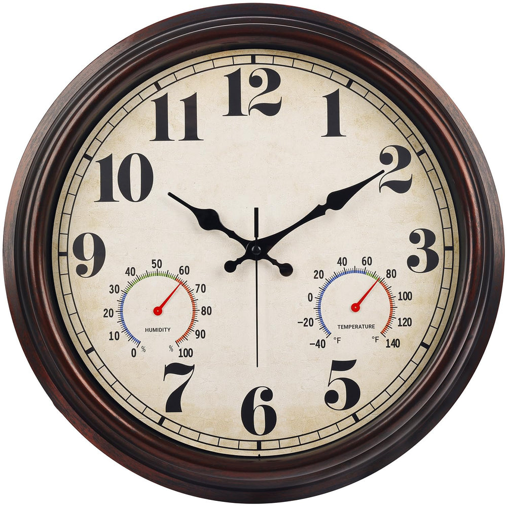 JENLYSTIME front view showing vintage dark brown clock and clear numerals for easy reading
