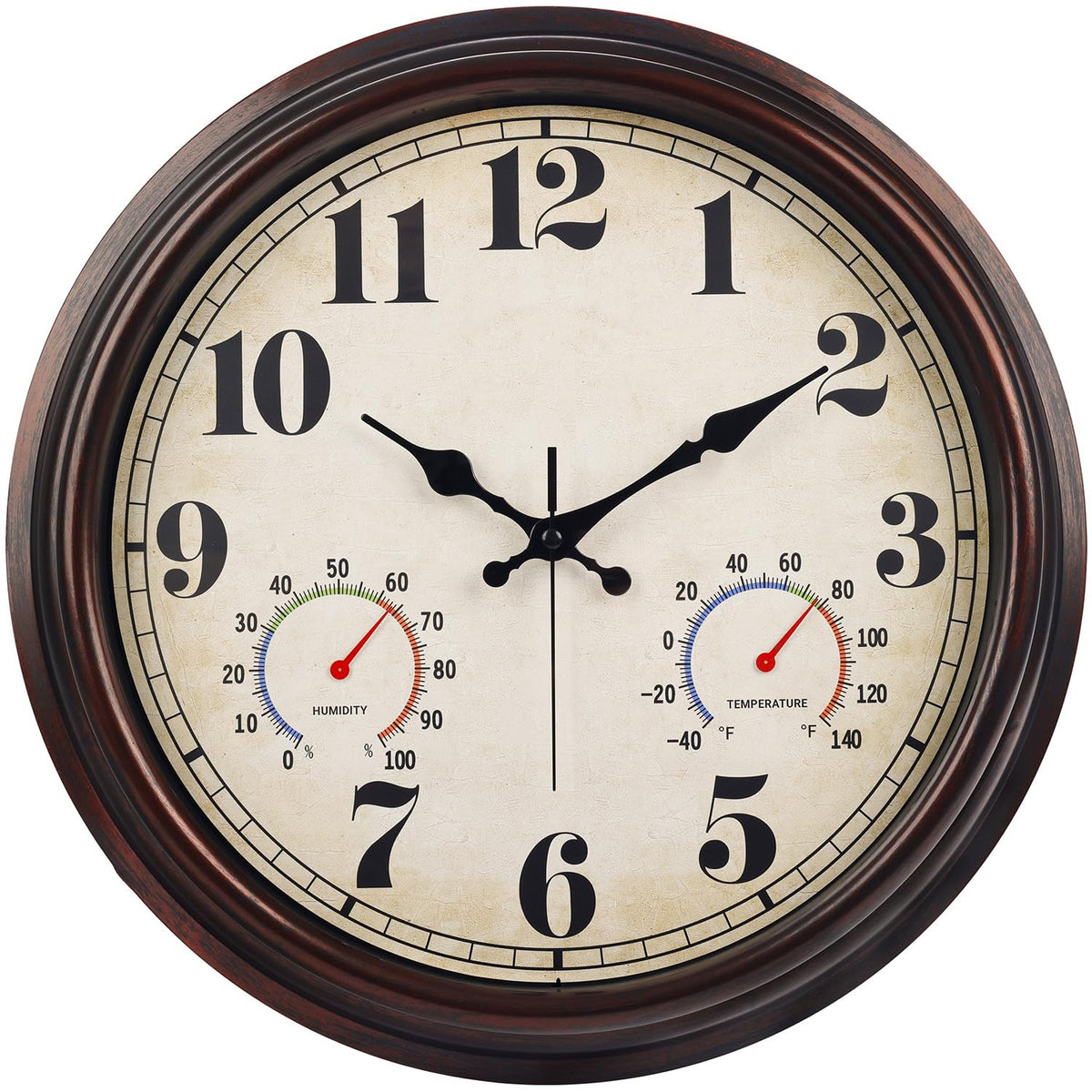 JENLYSTIME front view showing vintage dark brown clock and clear numerals for easy reading