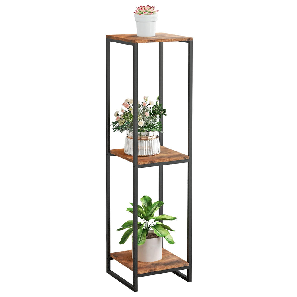 JEPRECO front view of 3-tier corner plant stand showing neat vertical display benefit